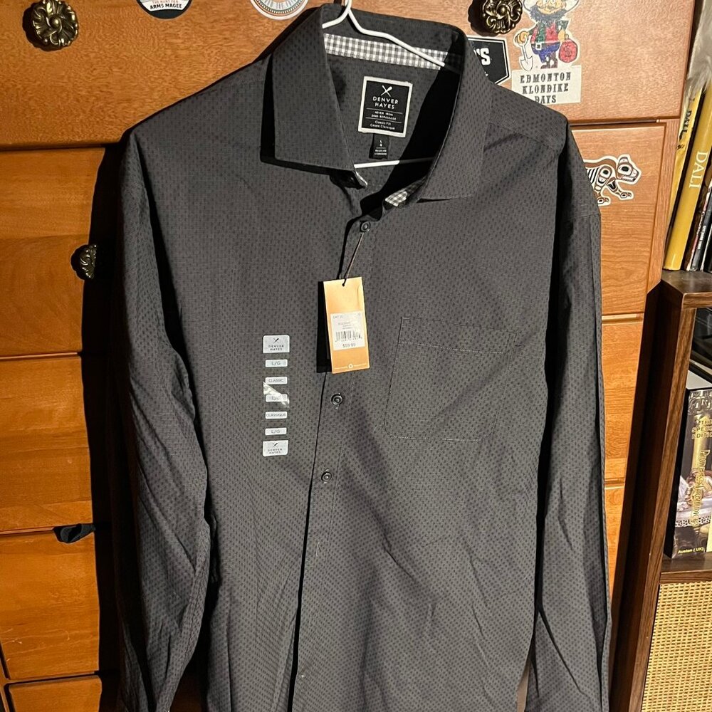 Denver Hayes Micro-Dot Dress Shirt – Charcoal  NWT